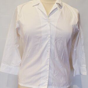 Eddie Bauer White Button-down Blouse L